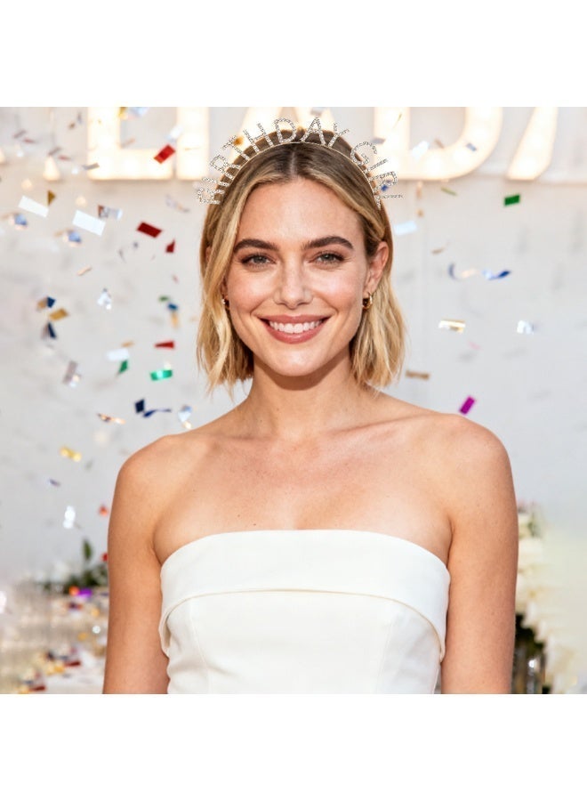 AuliceVerse 3 Sparkling Birthday Star Set | Sparkling Rhine Stone Belt+Birthday Belt+Crown Pin | Integrated Party Style, Women's Birthday Party Supplies - Image 2